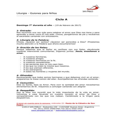Misa con niños 19 febrero