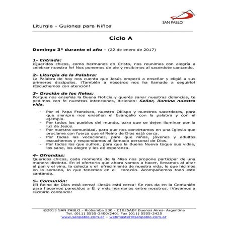 Misa con niños 22 enero