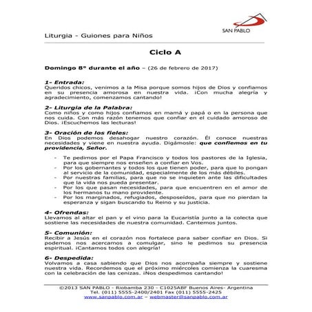 Misa con niños 26 febrero