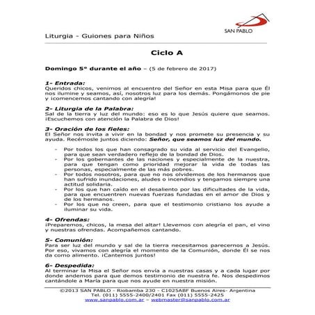 Misa con niños 5 febrero