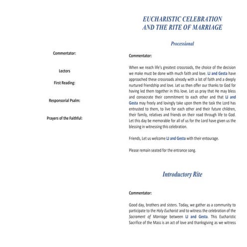 Misalette Script during wedding you can used