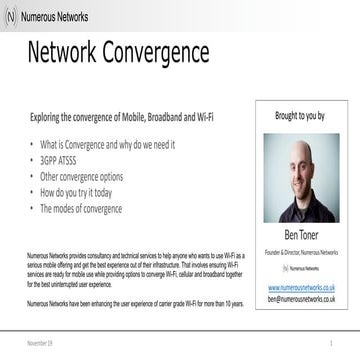 Network Convergence of Mobile, Broadband and Wi-Fi