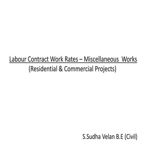 Labour Contract Work Rates – Miscellaneous  Works (Residential & Commercial P...
