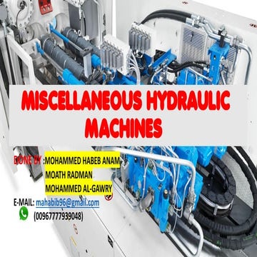 Miscellaneous hydraulic machines 123