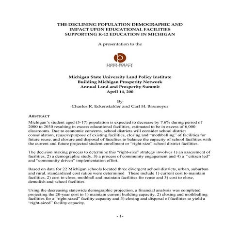 MI School Demographics And Facilities