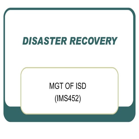 Misd chap 12 disaster recovery