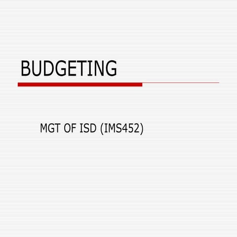 Misd chap 6 budget