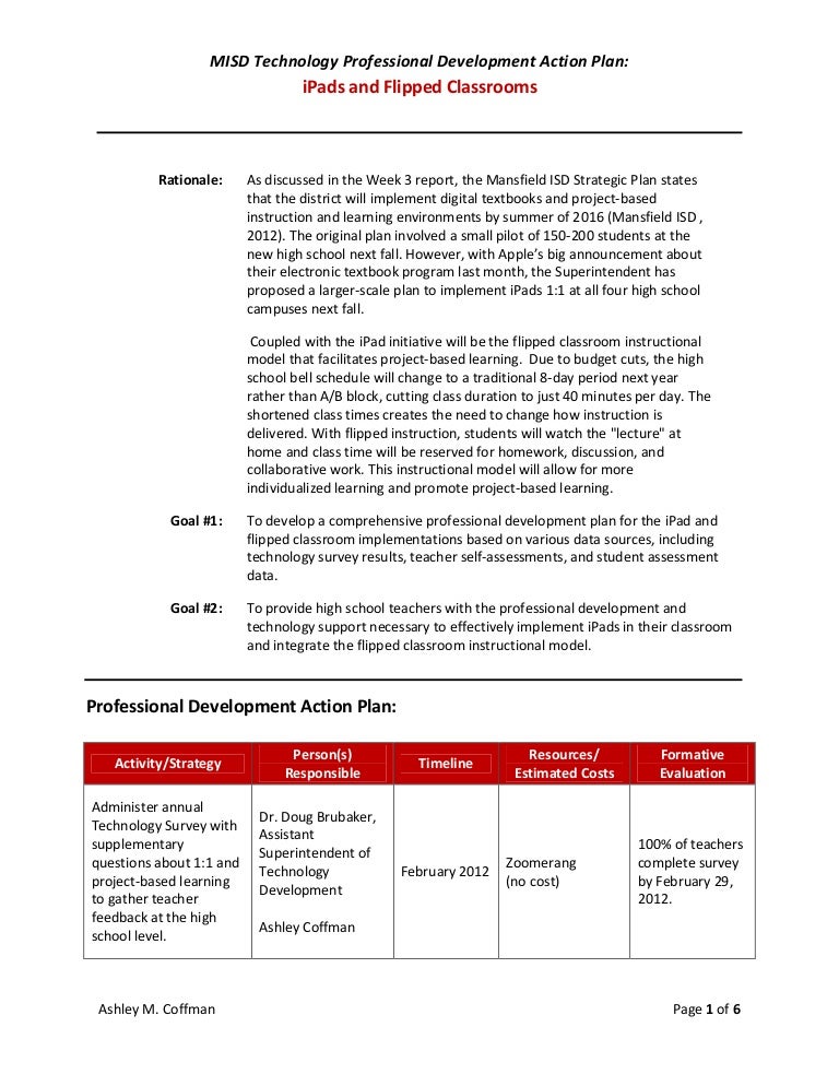 MISD Technology Professional Development Action Plan
