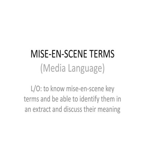 MISE EN SCENE terms