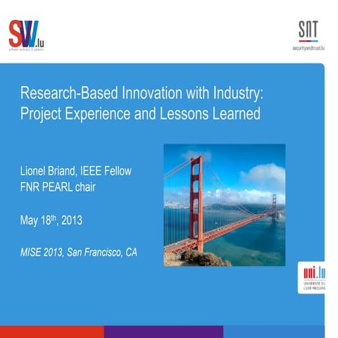 Research-Based Innovation with Industry: Project Experience and Lessons ...