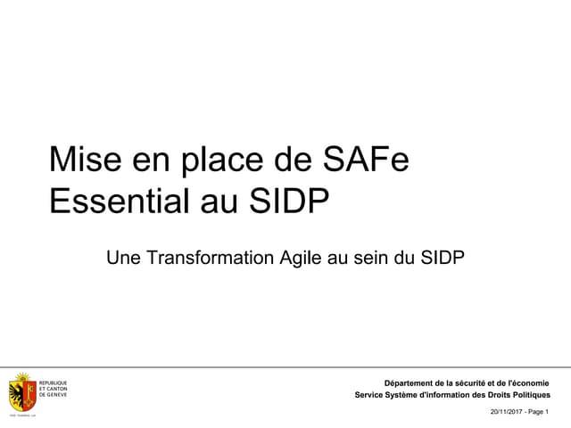 Mise en place de sa fe essential au SIDP