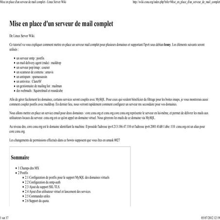 Mise en place d'un serveur de mail complet linux server wiki | PDF