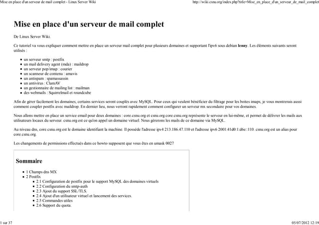 Mise en place d'un serveur de mail complet   linux server wiki