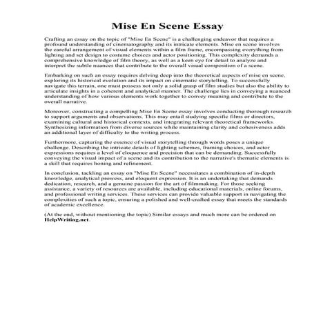 Mise En Scene Essay