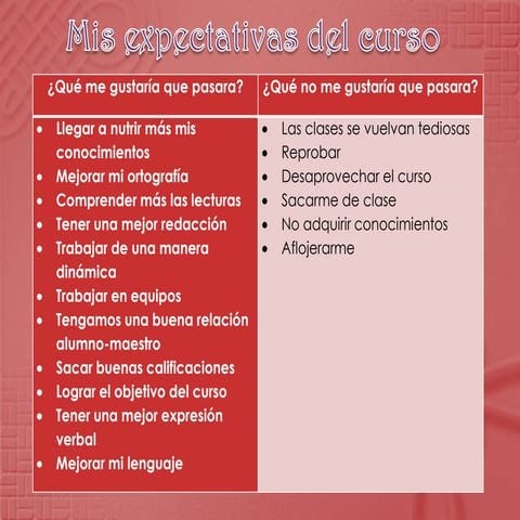 Mis expectativas del curso