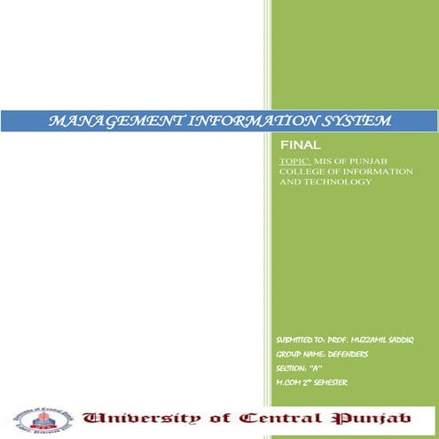 Management Information System of PCIT