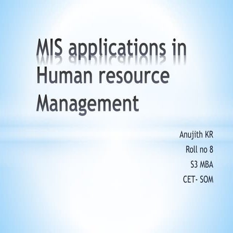 Applications of MIS in HRM