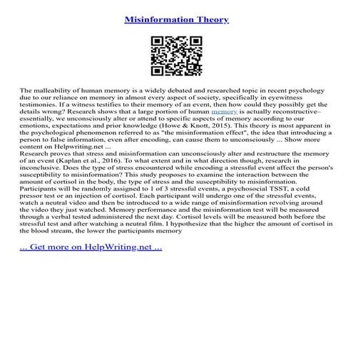 Misinformation Theory