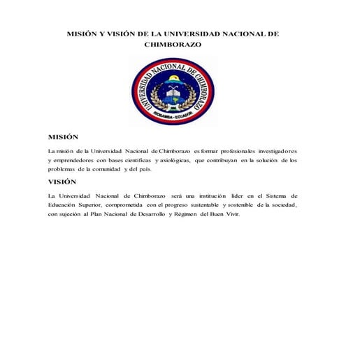 Misión y visión de la universidad nacional de chimborazo