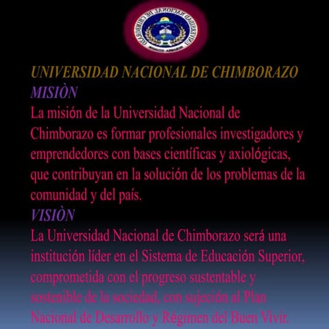Mision y vision de la universidad
