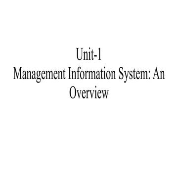 Management Information System: Introduction and Overview