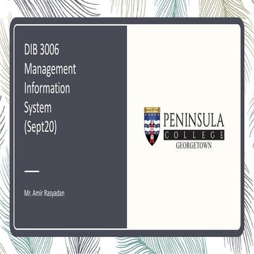 MIS_Nature of Information System Class 1