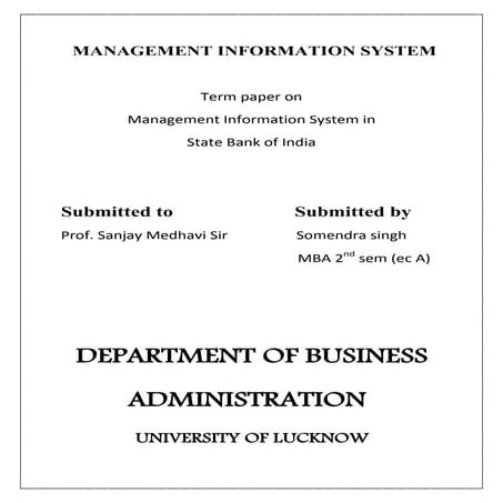 Management Information System of SBI