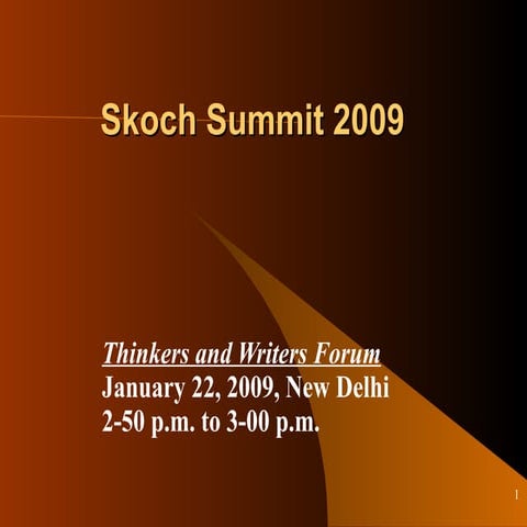 Misra,D.C.(2009) Obama's E Governance Agenda Skoch Summit 2009