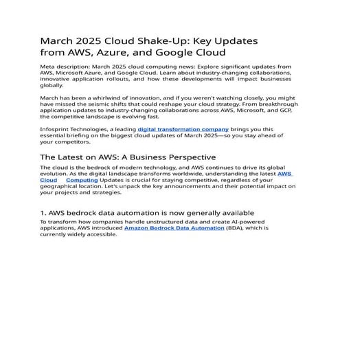 March 2025 Cloud Shake-Up: Key Updates from AWS, Azure, and Google Cloud