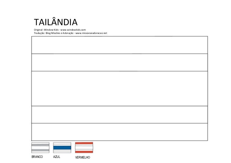 Missões para crianças bandeiras para colorir - tailândia