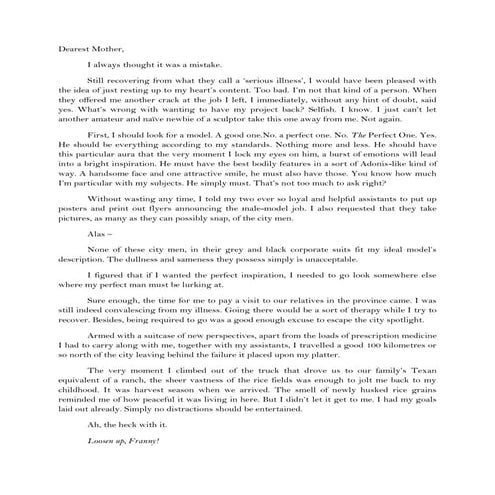 Harvest by Loreto Para-Sulit retold through letter Ms. Francia's Point of View