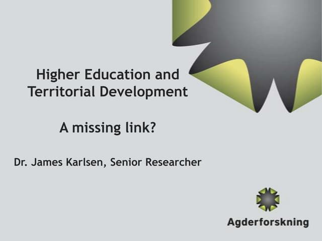 Higher Education and Territorial Development: A missing link?