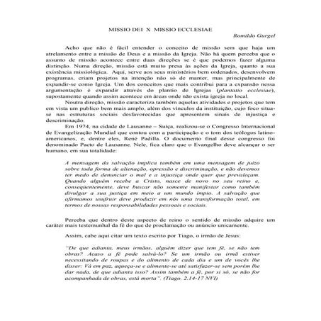 Missio dei  x  missio ecclesiae