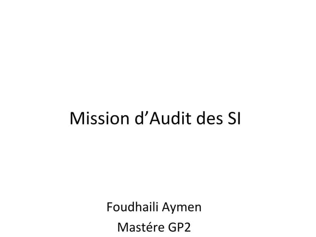Mission d'audit des Systéme d'information