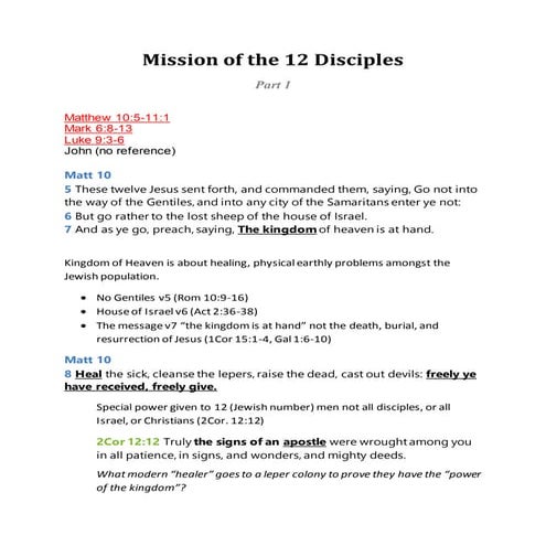 Mission of the 12 disciples pt1