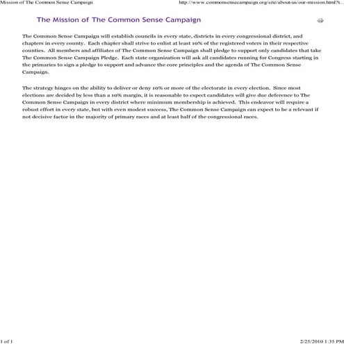 Agenda Of The Common Sense Campaign | PDF