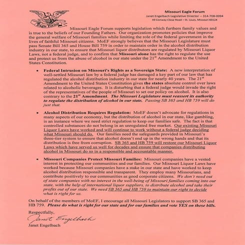 Missouri eagle forum support