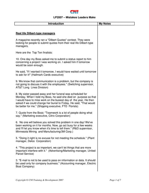 Mistakes Leaders Make