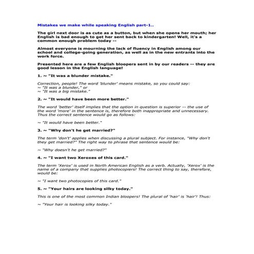 Mistakes we make while speaking english part
