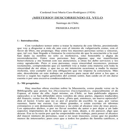 ¡Misterio! Descorriendo El Velo Cardenal Caro Rodriguez