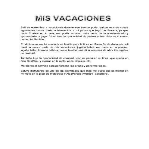 Mis Vacaciones Docx