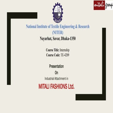 Industrial report on Mitali Fashionware Ltd