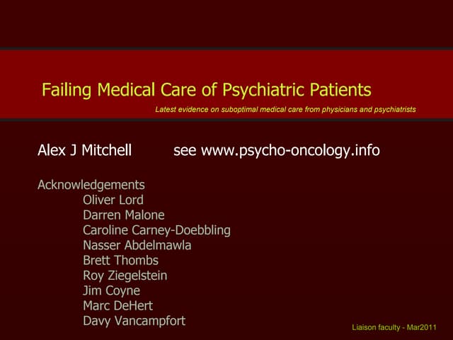 [ppt] RCpsych - Failing medical care of psychiatric patients (vMar11)