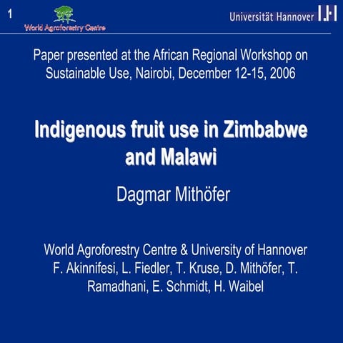 Mithoefer Iftpovertyzw Regionalsustainableusebiodiversityws2006