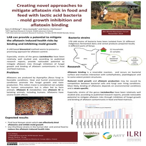 Creating novel approaches to mitigate aflatoxin risk in food and feed with la...