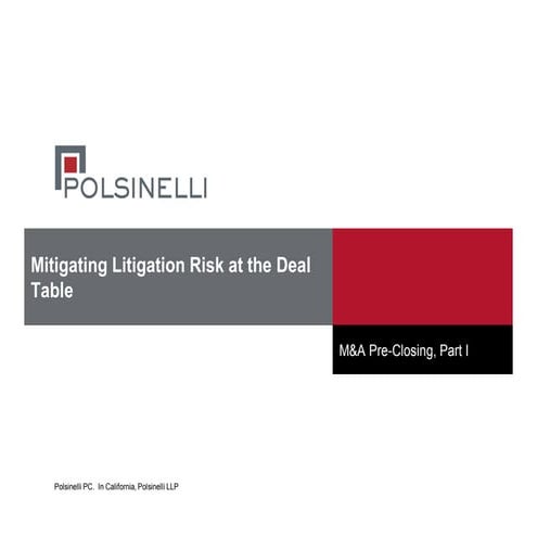 Mitigating litigation risk at the deal table webinar part 1 | PDF