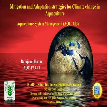 Mitigation and adaptation of climate change in aquaculture