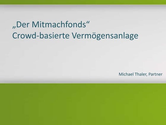 Crowdinvesting Symposium - Michael Thaler 