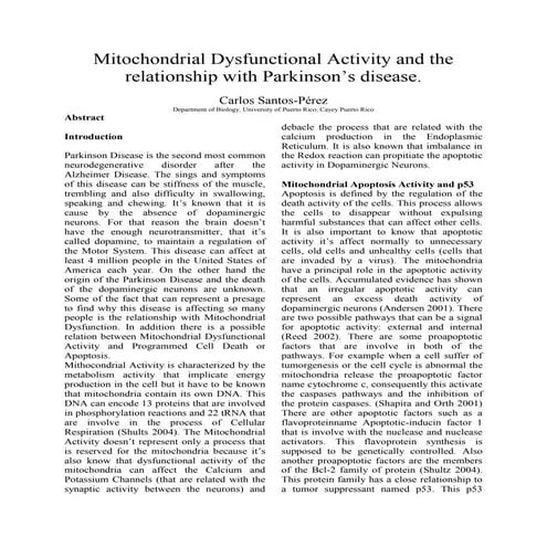 MITOCHONDRIAL COMPLEX 1 ROLE IN PARKINSONISM | PPTX