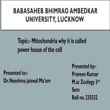 Mitochondria : Why Power House Of the Cell.pptx